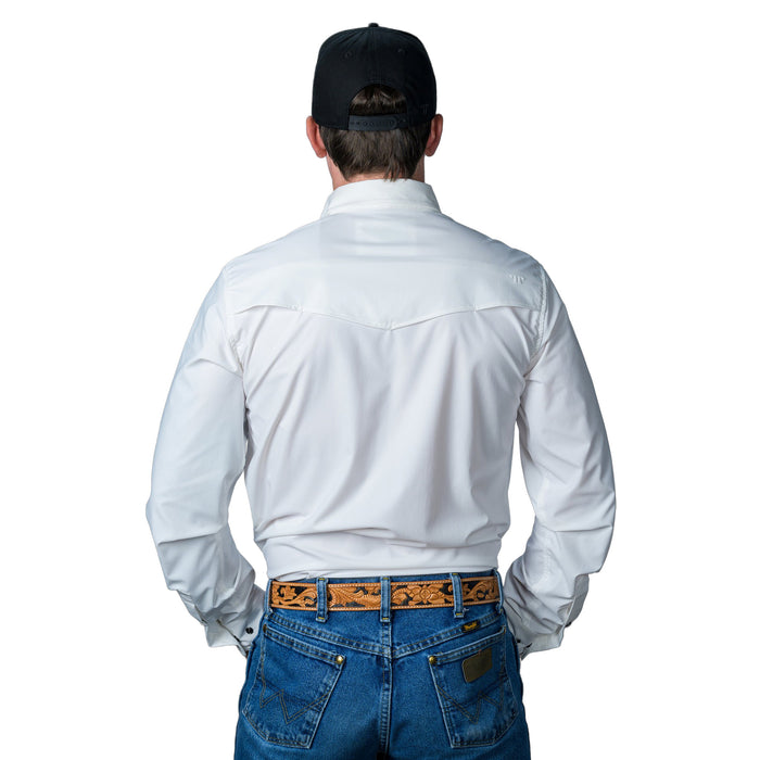 Ferrell Brands Inc Mens White Vented Pearl Snap Shirt