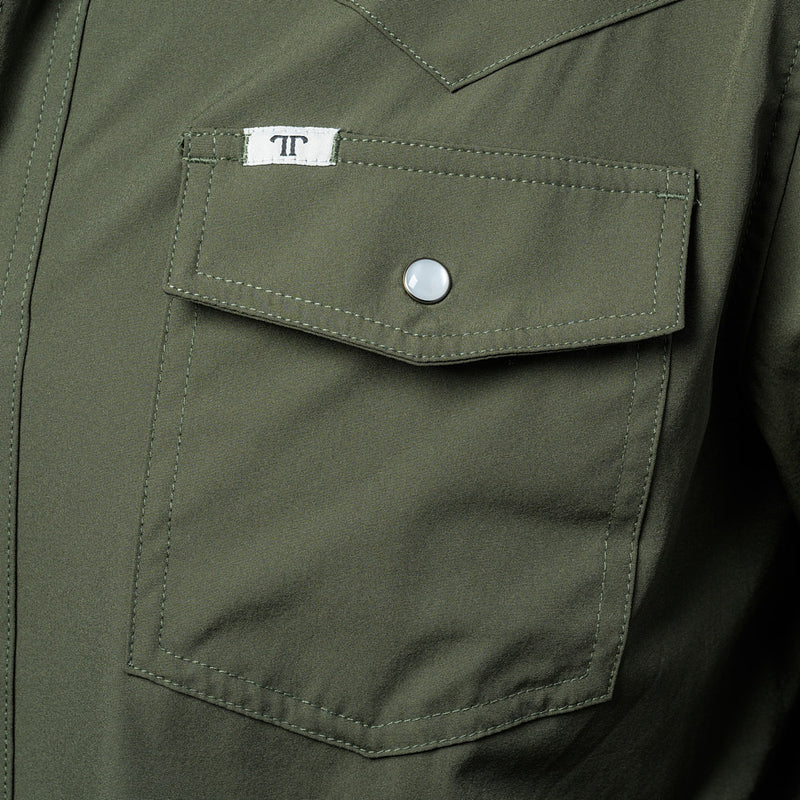 Ferrell Brands Inc Men's Olive Vented Pearl Snap Shirt