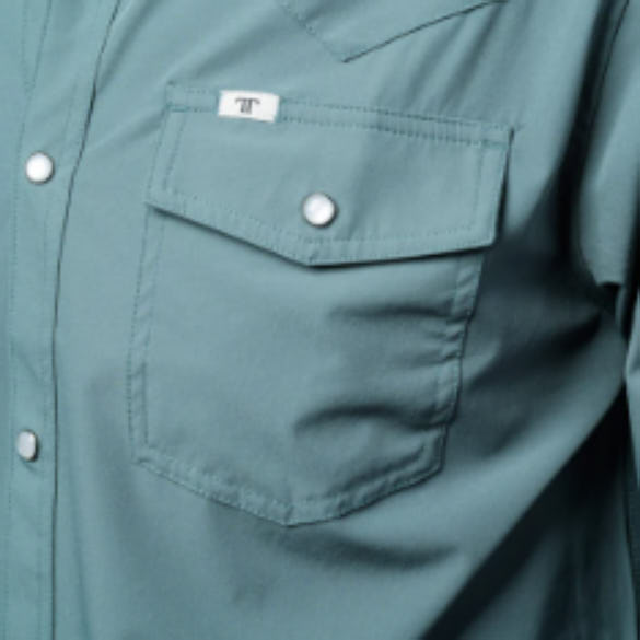 Ferrell Brands Inc Mens Aqua Vented Pearl Snap Shirt
