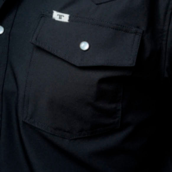 Ferrell Brands Inc Mens Black Vented Pearl Snap Shirt