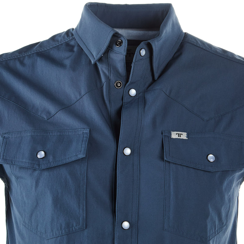 Ferrell Men's Blue Vented Pearl Snap Shirt