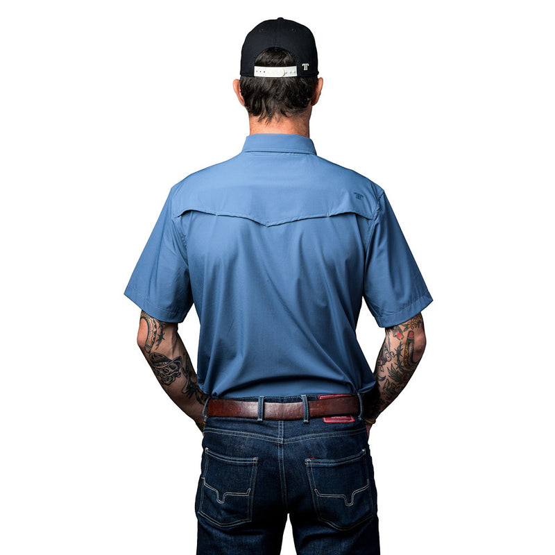 Ferrell Men's Blue Vented Pearl Snap Shirt
