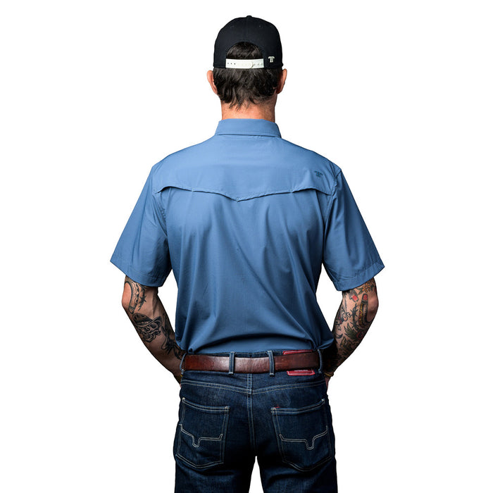Ferrell Men's Blue Vented Pearl Snap Shirt