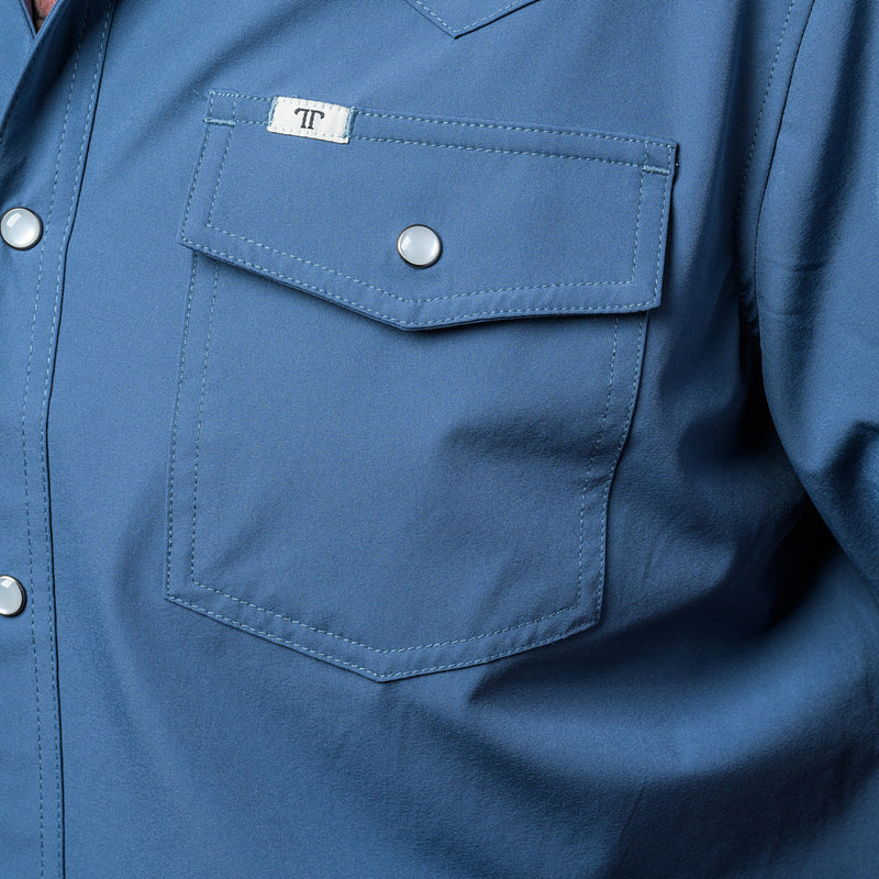Ferrell Men's Blue Vented Pearl Snap Shirt