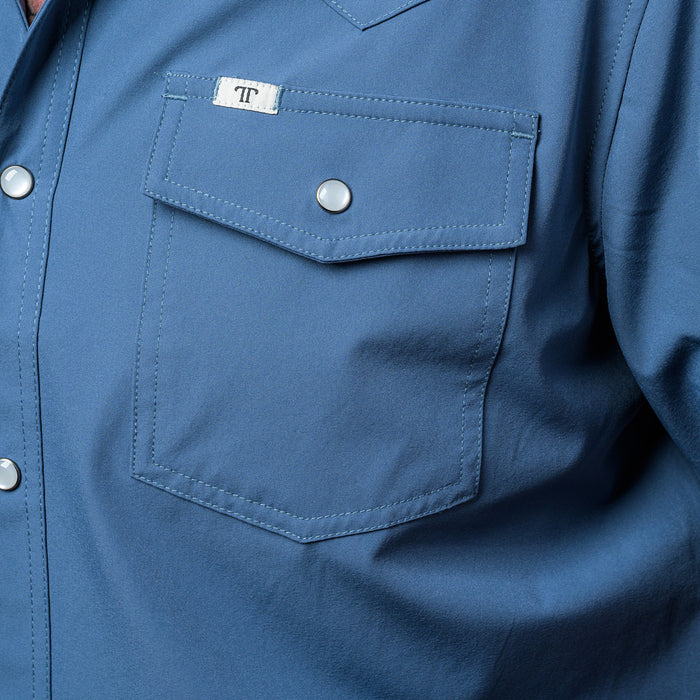 Ferrell Men's Blue Vented Pearl Snap Shirt