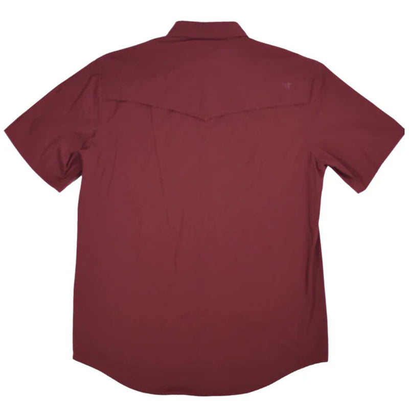 Ferrell Brands Inc Brand Mens Maroon Vented Pearl Snap Shirt