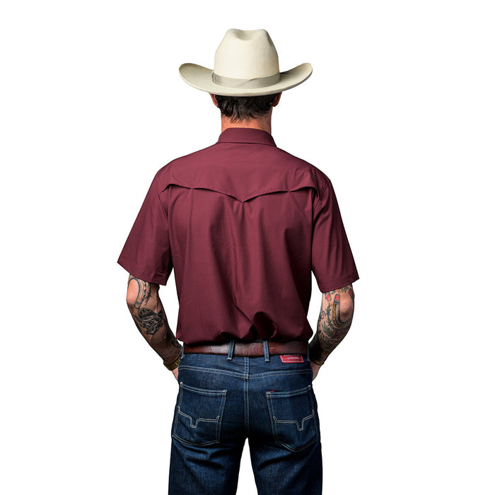 Ferrell Brands Inc Brand Mens Maroon Vented Pearl Snap Shirt