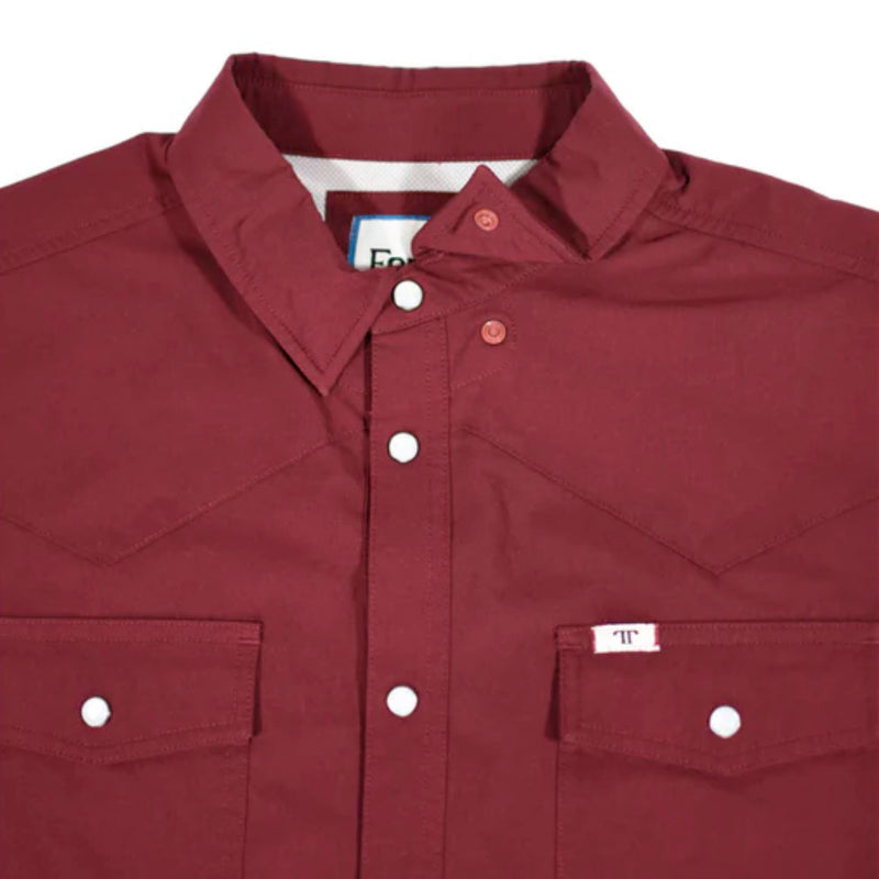 Ferrell Brands Inc Brand Mens Maroon Vented Pearl Snap Shirt