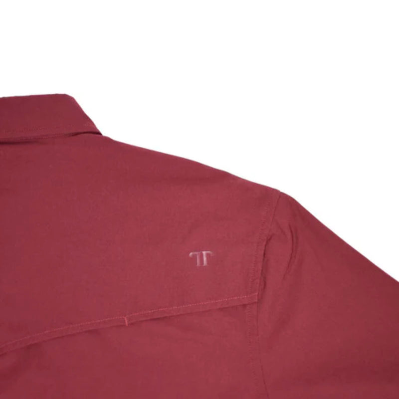 Ferrell Brands Inc Brand Mens Maroon Vented Pearl Snap Shirt
