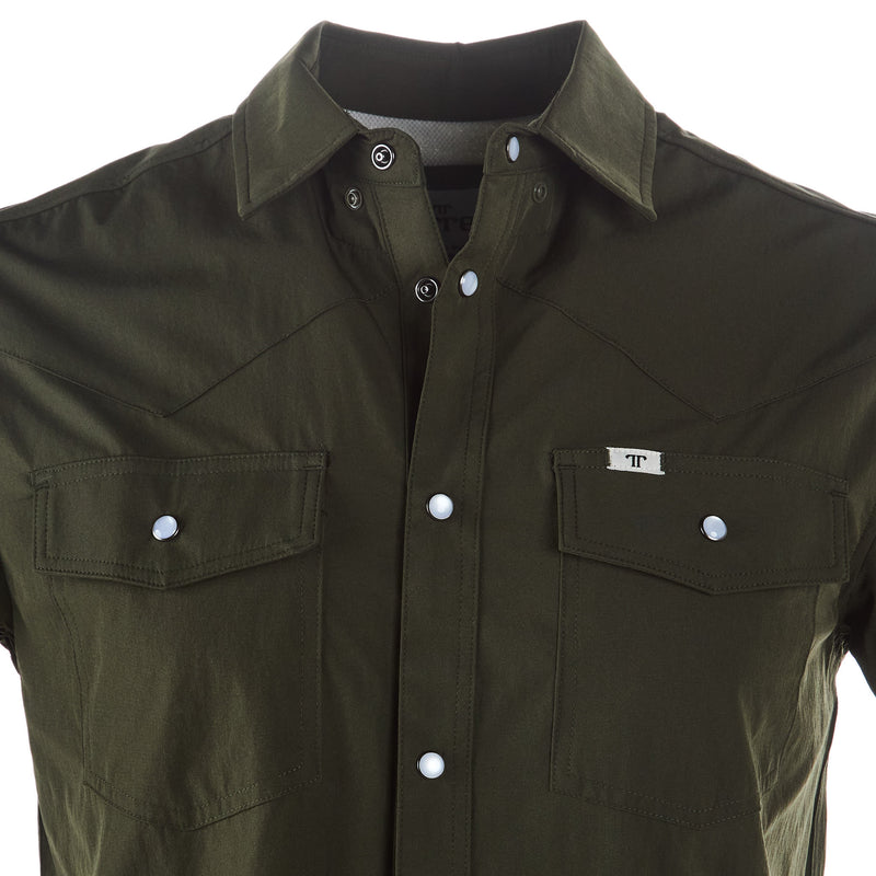 Ferrell Brands Inc Men's Olive Vented Pearl Snap Shirt