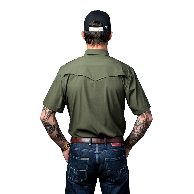 Ferrell Brands Inc Men's Olive Vented Pearl Snap Shirt