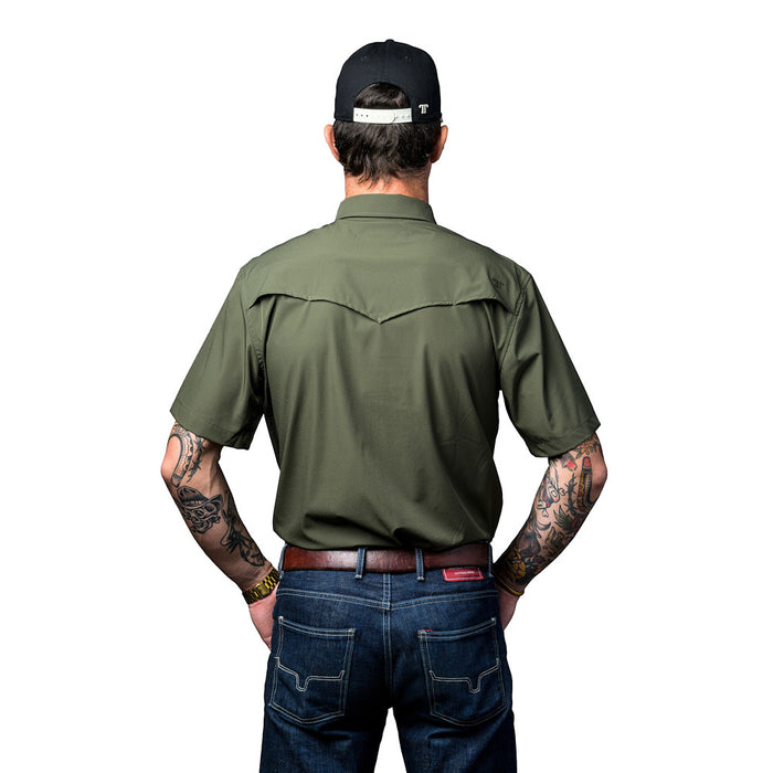 Ferrell Brands Inc Men's Olive Vented Pearl Snap Shirt