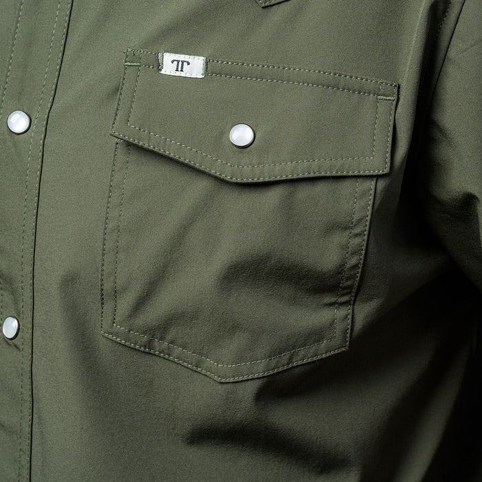 Ferrell Brands Inc Men's Olive Vented Pearl Snap Shirt