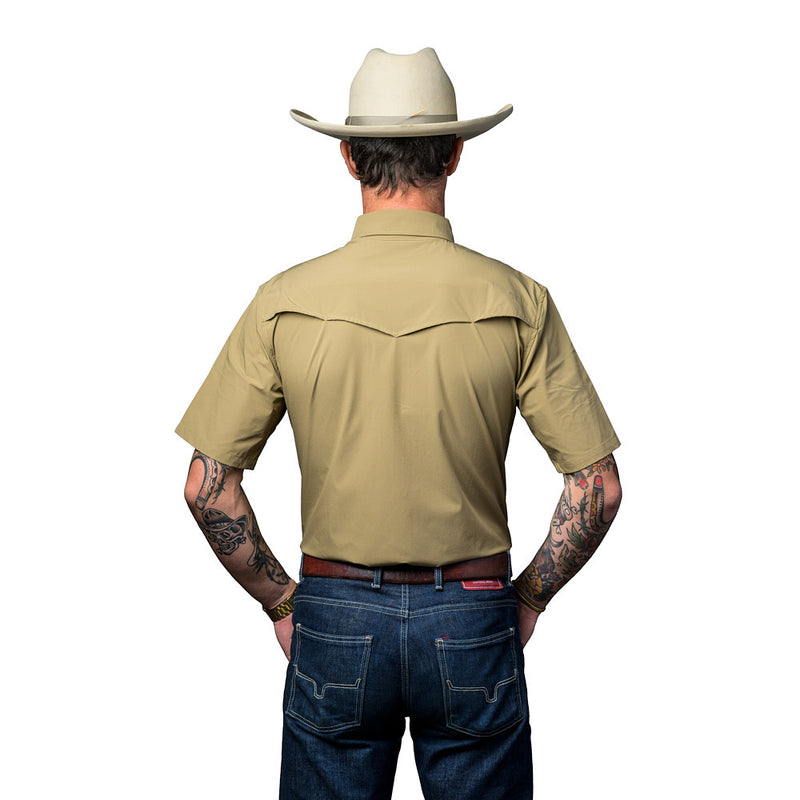Ferrell Brands Inc Men's Khaki Vented Pearl Snap Shirt