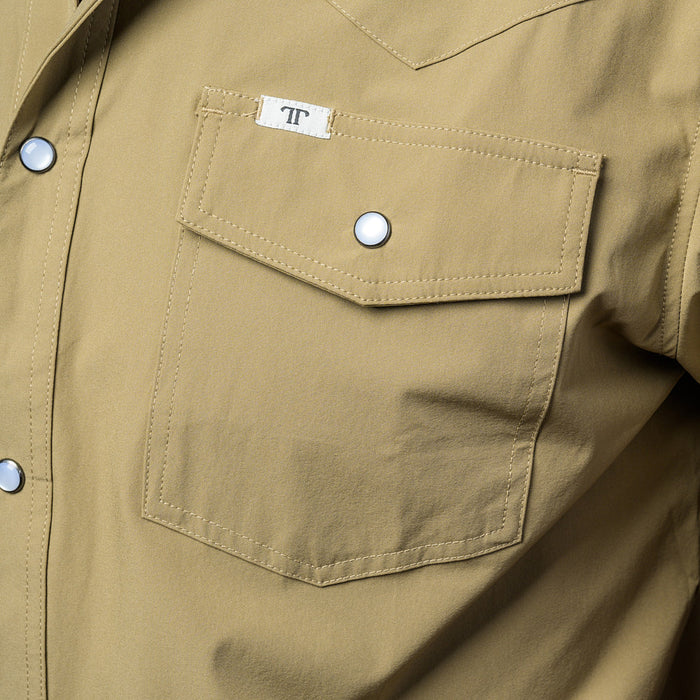 Ferrell Brands Inc Men's Khaki Vented Pearl Snap Shirt