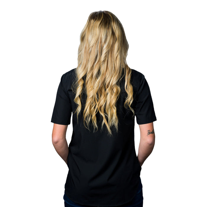 Ferrell Brands Inc Womens Black Vented Pearl Snap Shirt