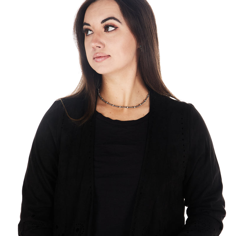 True Blue Womens Black Faux Suede Cardigan
