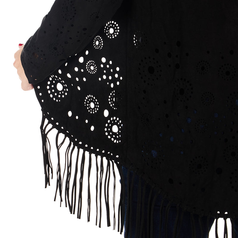 True Blue Womens Black Faux Suede Cardigan
