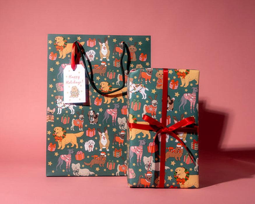 Illustrating Amy Holiday Dogs Gift Bag