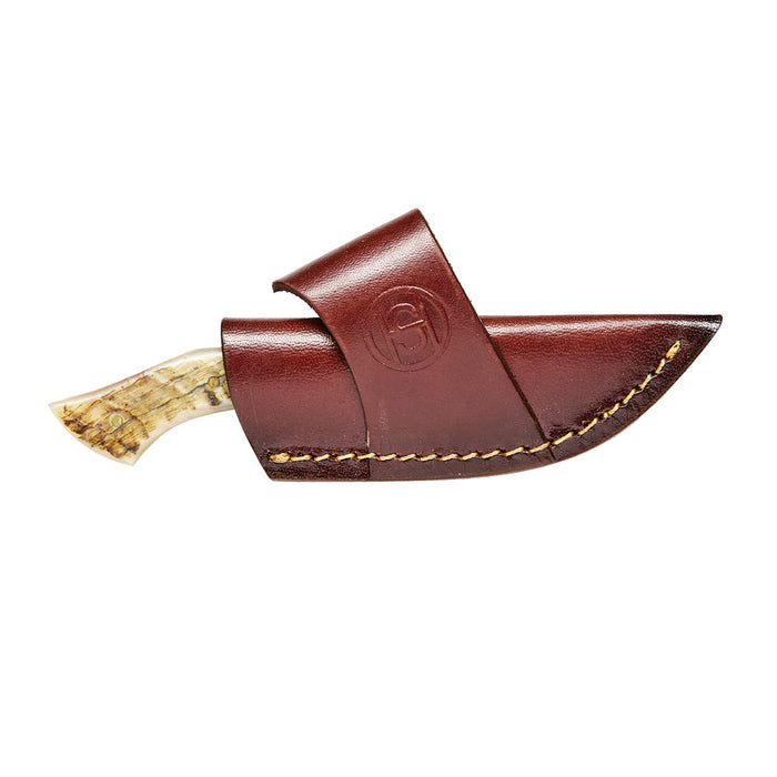 Western Fashion Circle SH Cutlery Damascus Antler Skinner Knife with Sheath