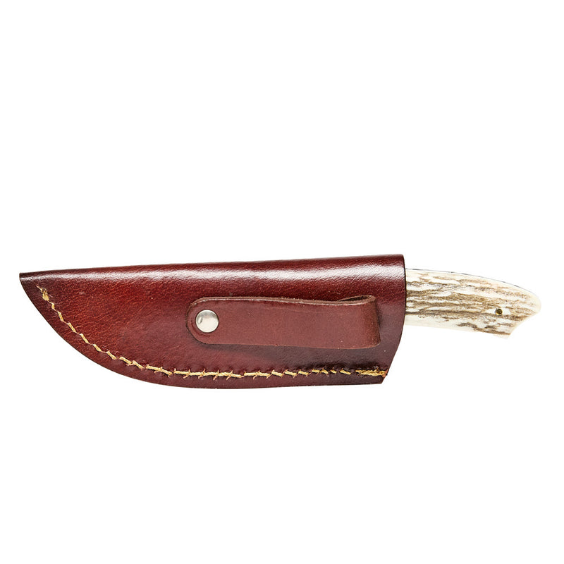 Western Fashion Circle SH Cutlery Damascus Wood & Bone Drop Point Knife with Sheath