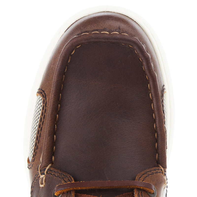 Justin Boot Company Mens George Strait Angler Cigar Brown Mocc Toe Boat Shoe