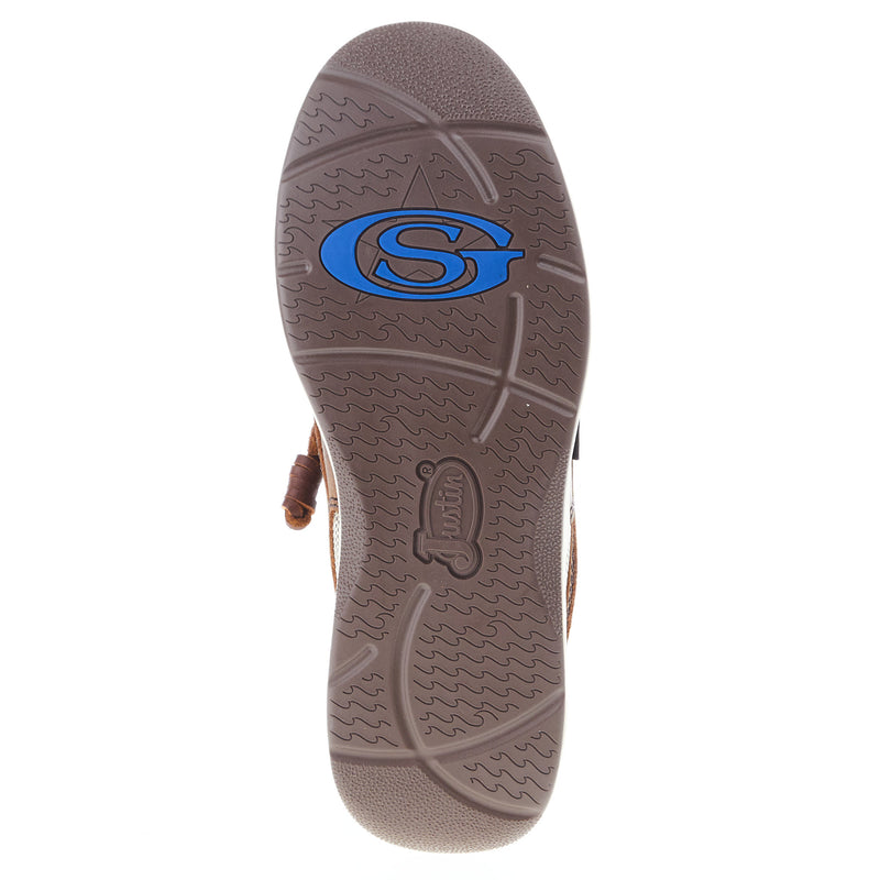 Justin Boot Company Mens George Strait Angler Cigar Brown Mocc Toe Boat Shoe
