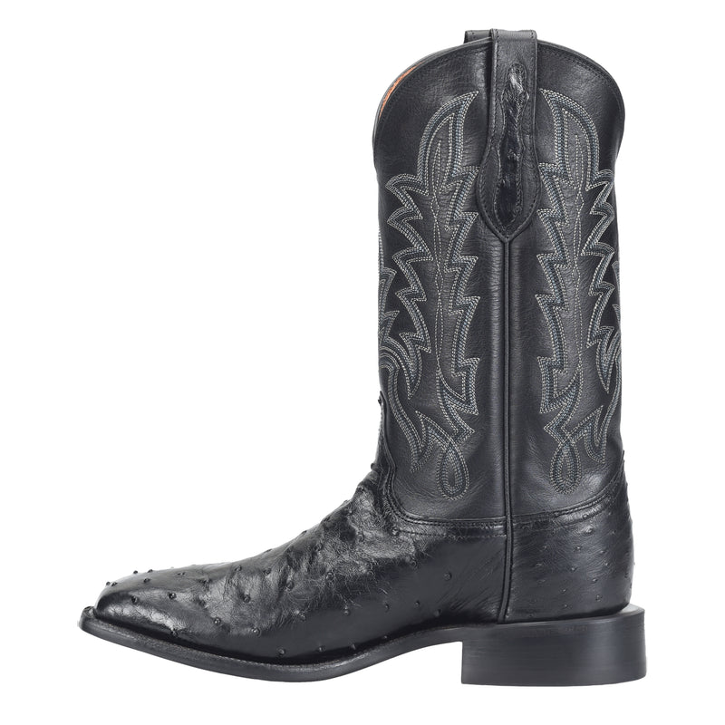 Justin Boot Company Mens George Strait FQ Ostrich 12In Black Top Cowboy Boots