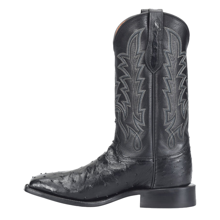 Justin Boot Company Mens George Strait FQ Ostrich 12In Black Top Cowboy Boots