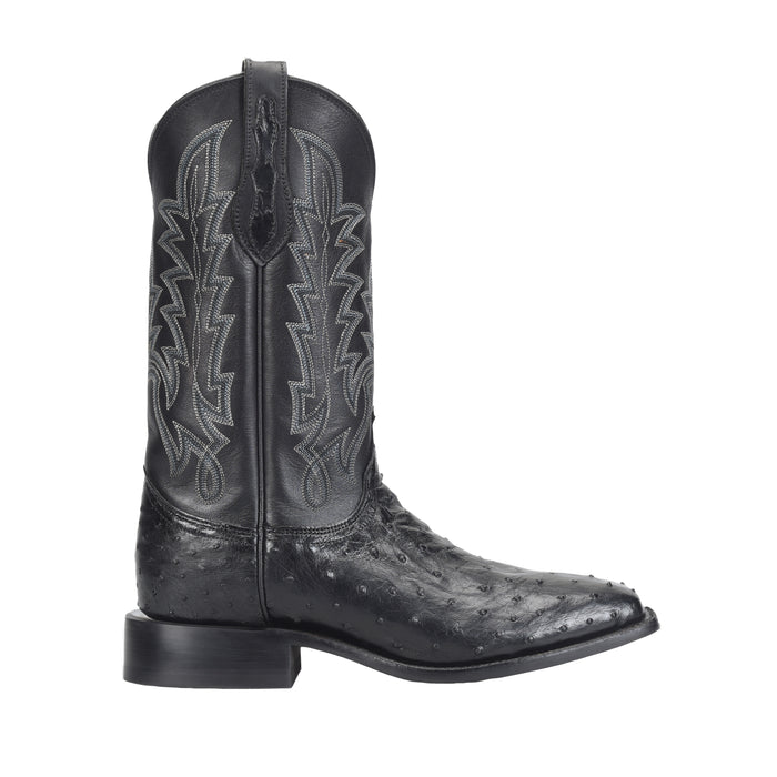 Justin Boot Company Mens George Strait FQ Ostrich 12In Black Top Cowboy Boots