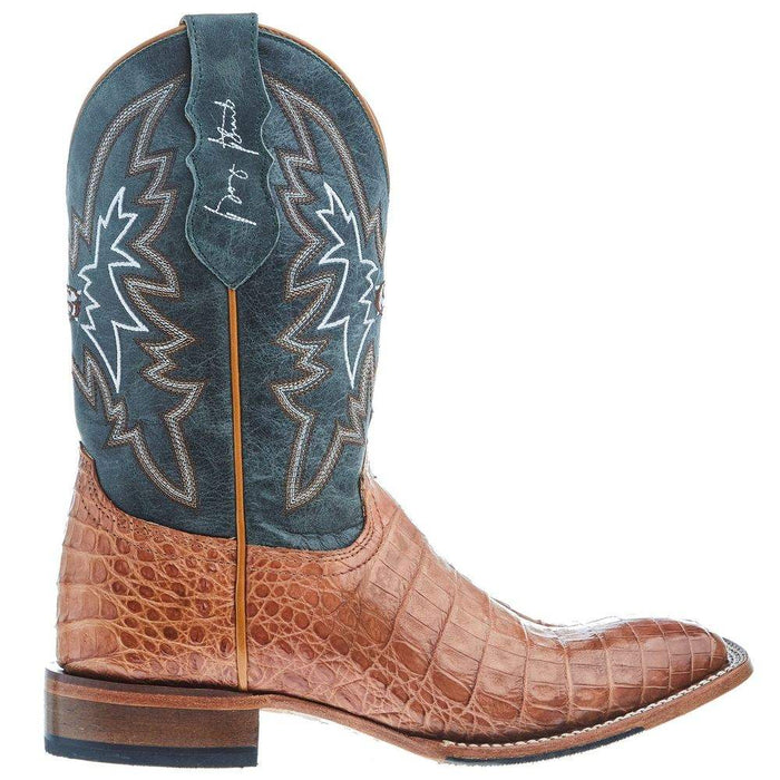 Justin Boot Company Mens George Strait Haggard Vintage caiman 11in Green Cowhide Top Boot