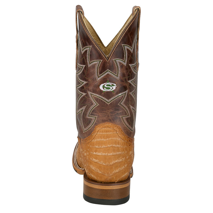Justin Boot Company Mens George Strait Tan Caiman 11In Brown Cowhide Top Boot