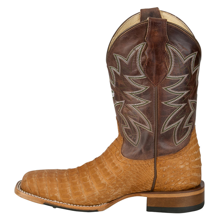 Justin Boot Company Mens George Strait Tan Caiman 11In Brown Cowhide Top Boot