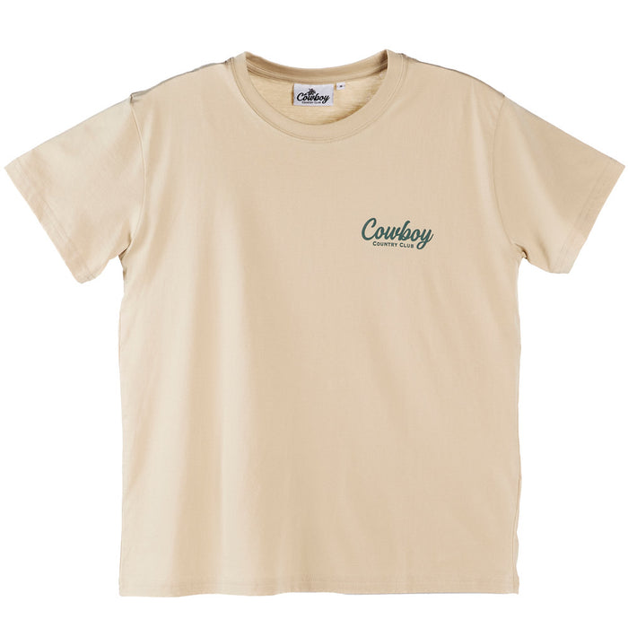 Cowboy Country Club Llc Men's Cream Cursive Tee Shirt