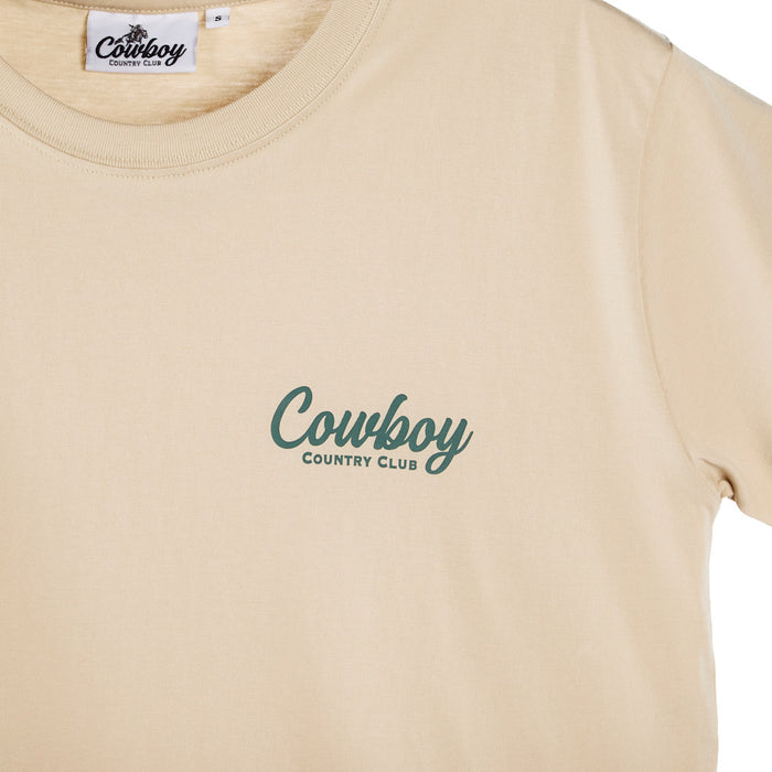 Cowboy Country Club Llc Men's Cream Cursive Tee Shirt