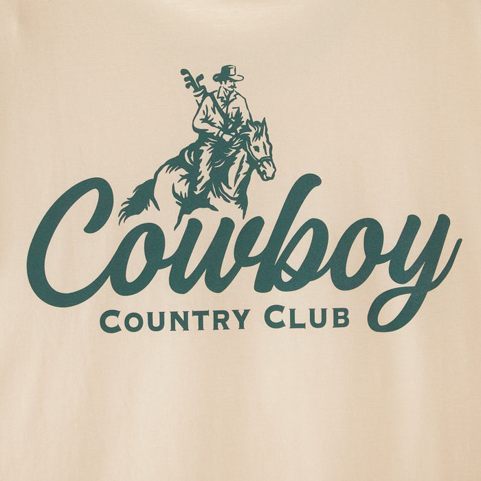 Cowboy Country Club Llc Men's Cream Cursive Tee Shirt