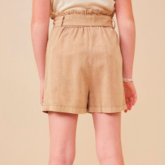 Hayden Girl's Taupe Paper Bag Shorts