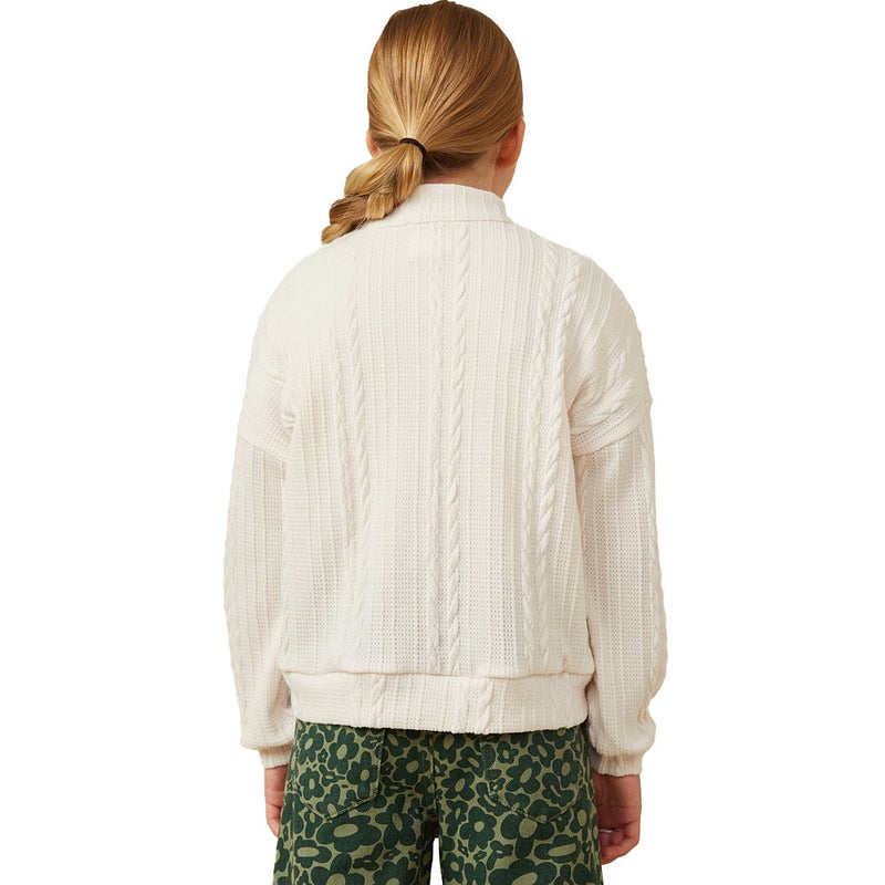 Hayden Girl's Ivory Cable Knit Sweater