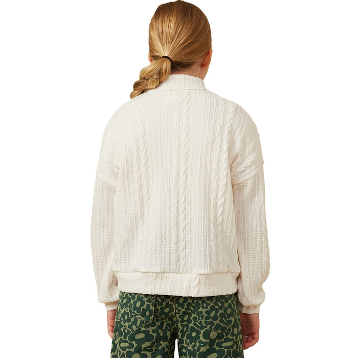 Hayden Girl's Ivory Cable Knit Sweater