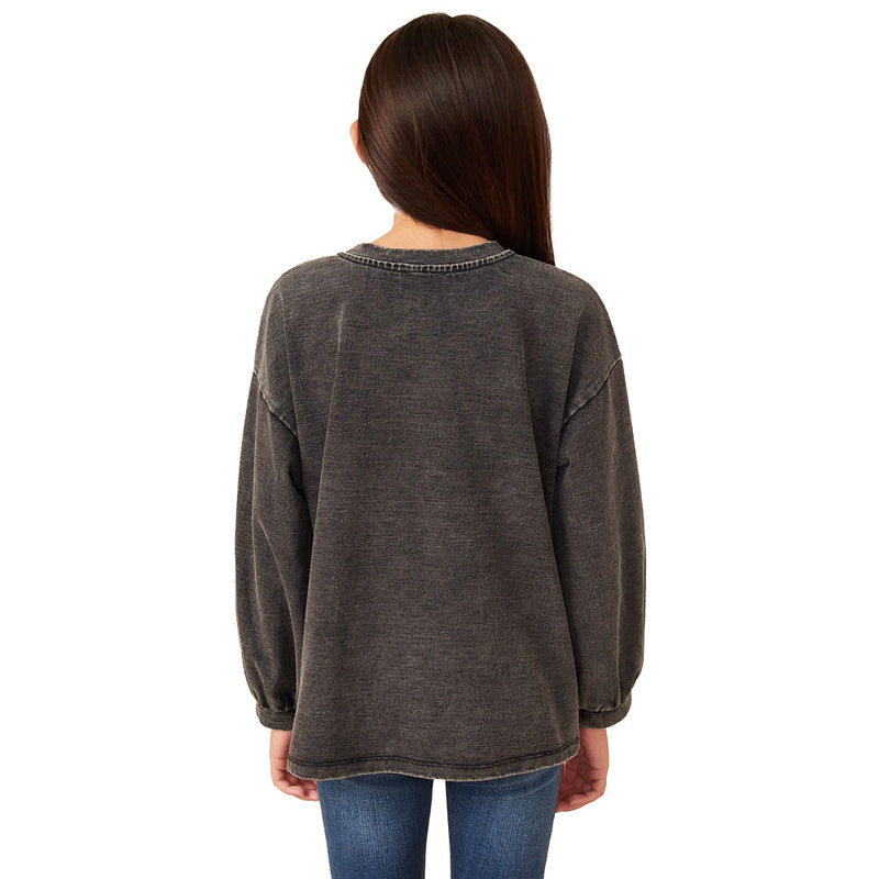 Hayden Girl's Black Tonal Star Sweatshirt