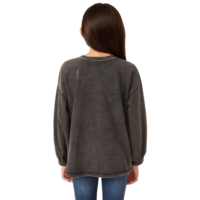 Hayden Girl's Black Tonal Star Sweatshirt