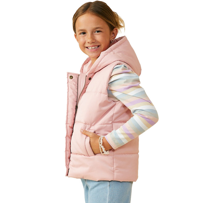 Hayden Girl's Pink Padded Hooded Vest