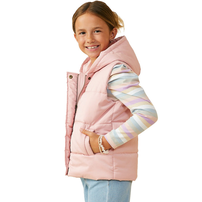Hayden Girl's Pink Padded Hooded Vest
