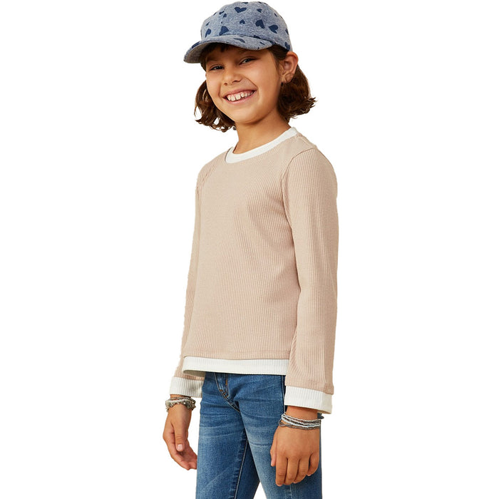 Hayden Girl's Taupe Layered Look Top