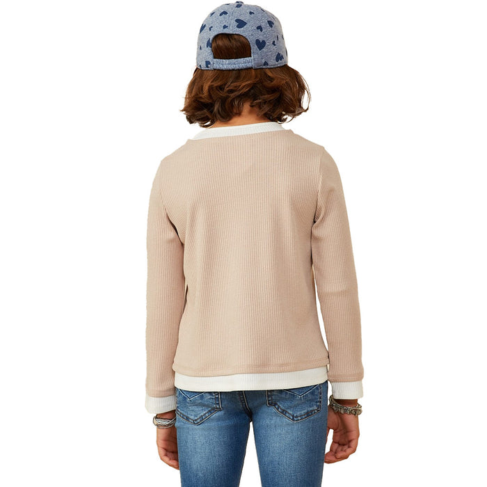 Hayden Girl's Taupe Layered Look Top
