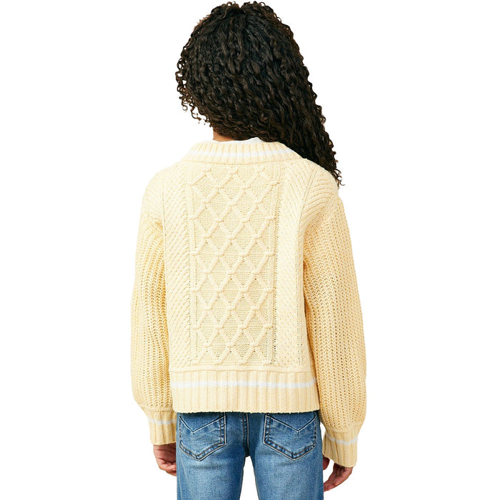 Hayden Girl's Yellow Cable Knit Sweater