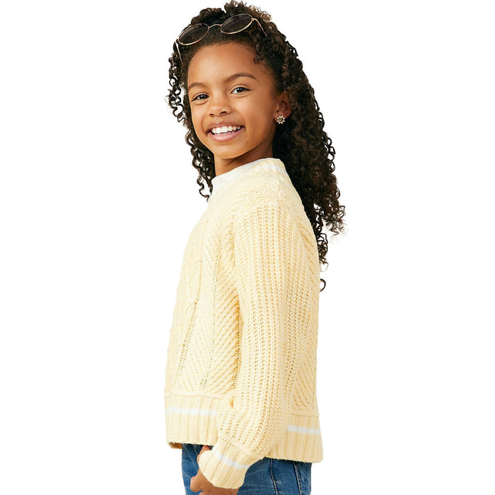 Hayden Girl's Yellow Cable Knit Sweater