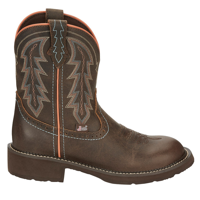 Justin Boot Company Women`s Gypsy Brown Vamp 8In Round Toe Western Boot