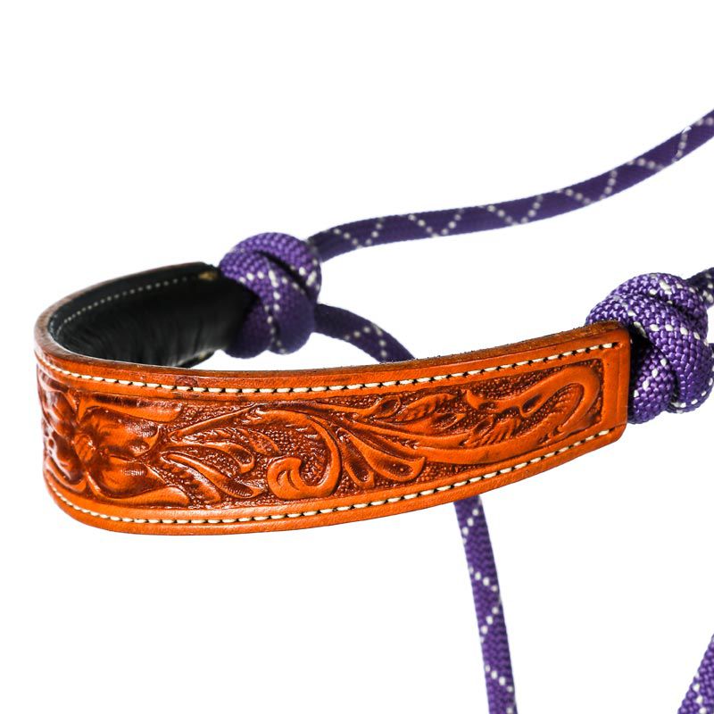 Double Diamond Halters Nylon Rope Halter with Floral Noseband