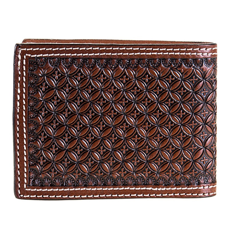 Western Fashion Leather Bi-Fold Wallet with Lace Detail